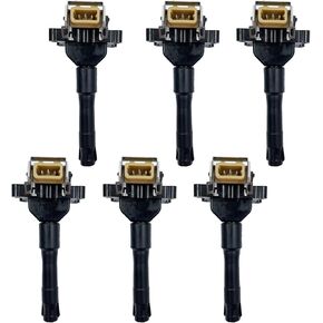 4 Holes Ignition Coil Packs Set Of 6 Compatible With BMW 318 320 325 520 525 530 540 730 740 840 M3 1.8 2.0 2.5 3.0 4.0 l4 l6 v8 E32 E34 E36 E38 M50 M52 M60 Uf226 Uf68 12131703359
