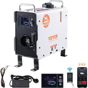 سخان ديزل Vevor 2KW ، 12 فولت/24 فولت في سخان هواء الديزل ، مع التحكم في تطبيق Bluetooth ، والتحكم عن بعد وشاشة العرض ، وإنذار CO ، وتدفئة تسخين سريع محمول للمركبات والهواء الطلق في الهواء الطلق