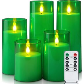 Homemory Pure White Flickering Flameless Candles, Battery Operated Acrylic LED Pillar Candles with Remote Control and Timer, Set of 5