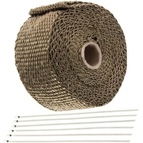 2'' x 16.5' Heat Shield Insulation with Ties for Pipe Roll Titanium Motorcycle Exhaust Tape Thermal Protection