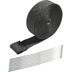 Motorcycle Exhaust Wrap,Heat Wrap for Exhaust Pipes,Car Accessories,Exhaust Heat Shield,Pipe Heater Wrap,2 Inch x 50 Feet Exhaust Header Heat Wrap Kit,Fit for Cars and Motorcycles (Black)