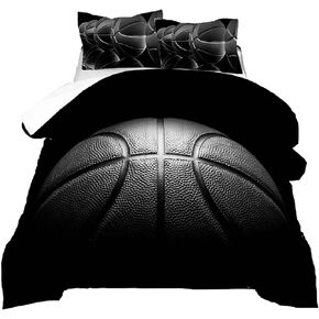 kxry Black Basketball Bedding Twin Size for Boys Kids Teens 3D Basketball Sports Comforter Sets Black and Grey Quilt 1 Comforter + 1 Pillow Case in Kuwait