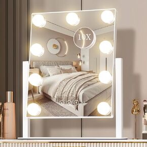 Vanity Mirror with Lights, Makeup Mirror with Lights,3 Color Lighting Modes Detachable 10X Magnification Mirror Touch Control,360°Rotation, White.