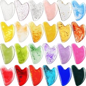 Sherr 24 PCS Gua Sha Facial Tool Resin Gua Sha Massage Tool على شكل قلب Gua Sha Stone Guasha للوجه للوجه على الجلد.