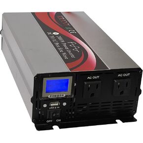 2000W Car Power Inverter Pure Sine Wave 12V DC to 120V AC 60HZ with LCD Display USB