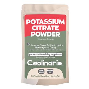 Coolinario Potassium Citrate Powder (2 Oz) pH Buffer & Acidity Regulator for Beverages & Dairy | Enhances Flavor & Shelf Life | Perfect for Sports Drinks, Cheese & Jams | Food Grade