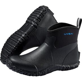 Men's Waterproof 5.3-inch Ankle High Garden Shoes Rain Boots Slip-On Footwear for Gardening Farming Lawn Care Yard Work