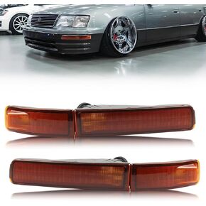 Front Side Marker Lights Housing Compatible with Le-xus LS400 1995-1997, [DOT][IP67 Waterproof] Turn Signal Marker Light Cover [No Bulbs], Replace OEM #8152050030, 2 PCS, Clear Lens