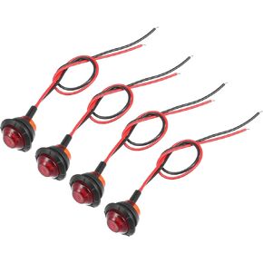 Truck LED Trailer Lights 24V Plastic Round Waterproof | Marker Lights Red 4 Pcs