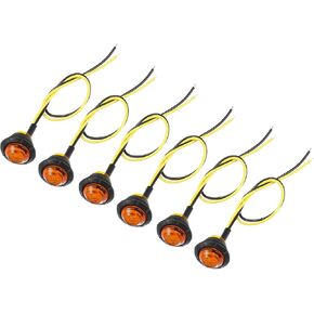شاحنة LED مصابيح مقطورة 24V جولة بلاستيكية مقاومة للماء | Marker Lights صفراء 6 أجزاء