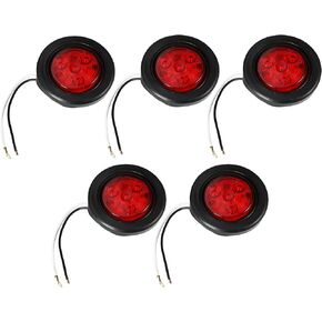 5 Pcs 2" Universal LED Trailer Lights Marker Lights - Trailer Truck Rvs Camper Brake Turn Signal Clearance Lights Waterproof - Plastic Red Light
