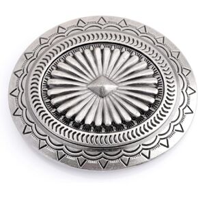 CRAFTMEMORE Western Oval Belt Buckle fits 1.5 Inch Belts, Sunburst Design HRBK Q2513