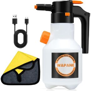 WAPANE Electric Car Foam Sprayer - 0.5Gal/2L Battery Powered, Cordless Orange Foam Gun for Car & Garden Cleaning