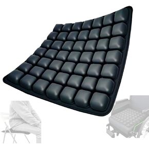 Inflatable Travel Seat Cushion for Airplane & Car - Ergonomic Air Pad with Breathable Stretch Fabric & Non-Skid Base for Long Flights & Office Chairs (Black)