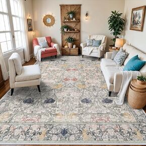 Washable 3x5 Area Rugs - Abstract Living Room Rus Low Pile Area Rug for Bedroom Soft Water Resistant Non Slip Modern Floor Area Rugs for Entry Dinning Room 3x5 Red Green Multi