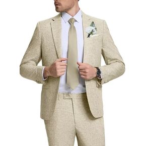 Mens Suits Classic Fit 2 Piece Lightweight Suit Set One Button Casual Jacket Blazer Pant for Men Wedding Bussiness