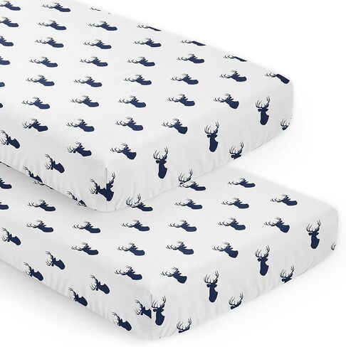 Fitted Crib Sheet for Grey and White Woodland Deer Baby/Toddler Bedding Set Collection - Deer Print in Saudi Arabia