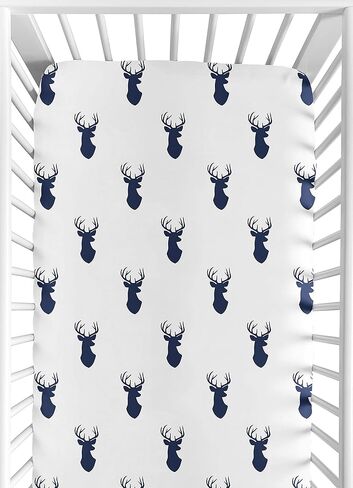Fitted Crib Sheet for Grey and White Woodland Deer Baby/Toddler Bedding Set Collection - Deer Print in Saudi Arabia