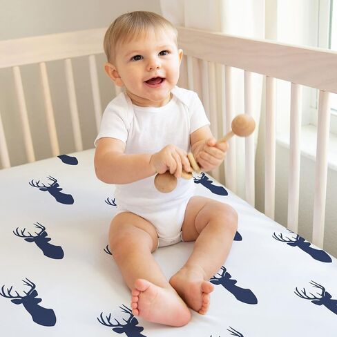Fitted Crib Sheet for Grey and White Woodland Deer Baby/Toddler Bedding Set Collection - Deer Print in Saudi Arabia