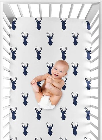 Fitted Crib Sheet for Grey and White Woodland Deer Baby/Toddler Bedding Set Collection - Deer Print in Saudi Arabia