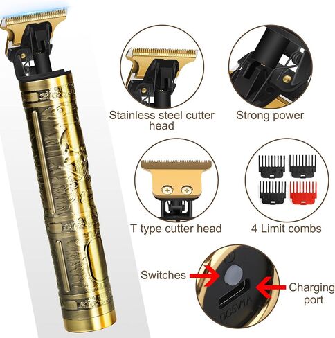 Professional Hair Trimmer for Men, Beard Trimmer Hair Clippers for Men, Cordless Rechargeable Hair Trimmer Metal Body Cutting Grooming Kit,Beard Shaver Barbershop in Saudi Arabia