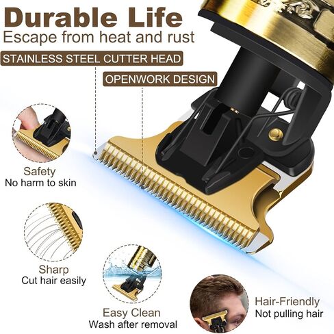 Professional Hair Trimmer for Men, Beard Trimmer Hair Clippers for Men, Cordless Rechargeable Hair Trimmer Metal Body Cutting Grooming Kit,Beard Shaver Barbershop in Saudi Arabia