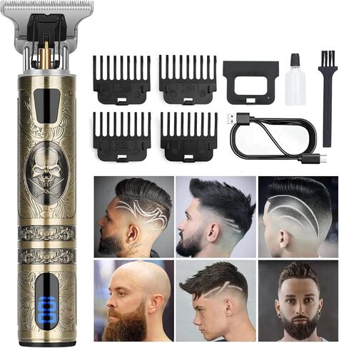 Professional Hair Trimmer for Men, Beard Trimmer Hair Clippers for Men, Cordless Rechargeable Hair Trimmer Metal Body Cutting Grooming Kit,Beard Shaver Barbershop in Saudi Arabia