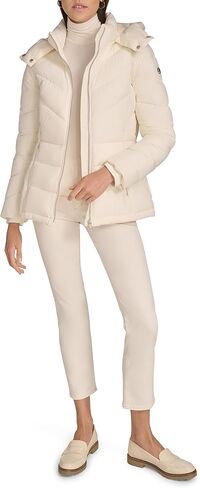 Calvin Klein Women's Hooded Zip Front Puffer Long Sleeve Coat in Saudi Arabia
