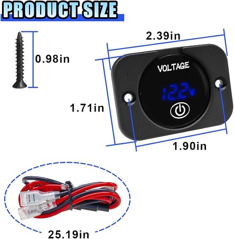 Car Battery Voltage Meter Monitor - 12V 24V LED Digital Display Battery Voltage Gauge with Touch Switch, Waterproof Round Voltmeter Gauge Panel with Blue Light for Car Boat Marine Motorcycle (2 Sets) in Saudi Arabia