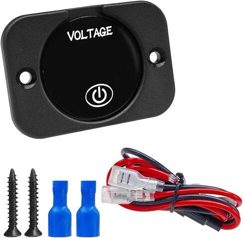 Car Battery Voltage Meter Monitor - 12V 24V LED Digital Display Battery Voltage Gauge with Touch Switch, Waterproof Round Voltmeter Gauge Panel with Blue Light for Car Boat Marine Motorcycle (2 Sets) in Saudi Arabia