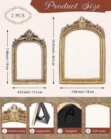 2 Pcs Vintage Jewelry Display Tray Baroque Jewelry Photography Props Frame Organizer Stand with Velvet Backing Necklace Earring Holder for Women Gift(White,Large,Small) in Saudi Arabia