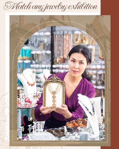2 Pcs Vintage Jewelry Display Tray Baroque Jewelry Photography Props Frame Organizer Stand with Velvet Backing Necklace Earring Holder for Women Gift(White,Large,Small) in Saudi Arabia