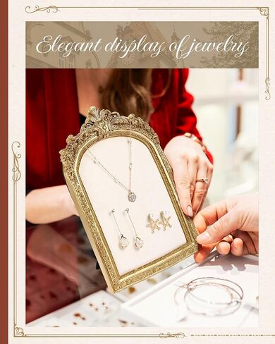 2 Pcs Vintage Jewelry Display Tray Baroque Jewelry Photography Props Frame Organizer Stand with Velvet Backing Necklace Earring Holder for Women Gift(White,Large,Small) in Saudi Arabia