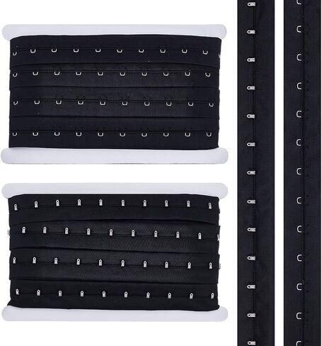 BENECREAT 10 Yards Single Row Hook and Eye Tape Trim, 1.1 Inch Black Polyester Bra Extender for Sewing Quilting Corset Bra Bridal Apparel Home Decoration in Kuwait