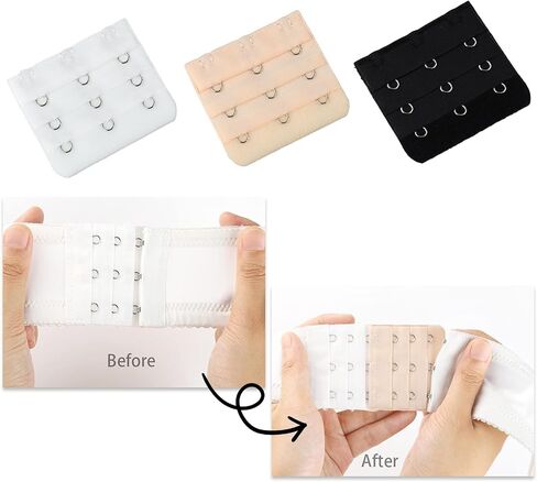 12 PCS Bra Extensers 3 Hooks ، Meactender Bra Bra ، و Soft and Mostral Design Tearch Extract 3 صفوف (أسود ، أبيض ، لون بشرة) in Saudi Arabia