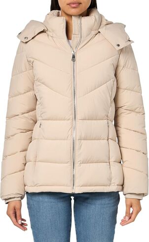 Calvin Klein Women's Hooded Zip Front Puffer Long Sleeve Coat in Saudi Arabia