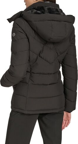 Calvin Klein Women's Hooded Zip Front Puffer Long Sleeve Coat in Saudi Arabia