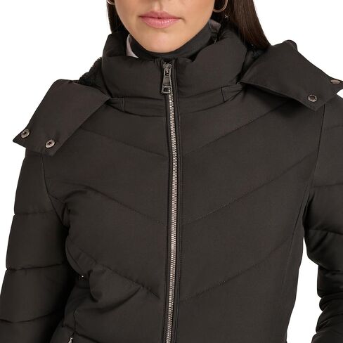 Calvin Klein Women's Hooded Zip Front Puffer Long Sleeve Coat in Saudi Arabia