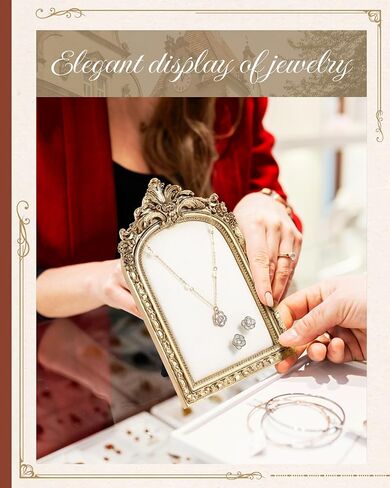2 Pcs Vintage Jewelry Display Tray Baroque Jewelry Photography Props Frame Organizer Stand with Velvet Backing Necklace Earring Holder for Women Gift(White,Large,Small) in Saudi Arabia