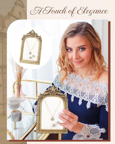 2 Pcs Vintage Jewelry Display Tray Baroque Jewelry Photography Props Frame Organizer Stand with Velvet Backing Necklace Earring Holder for Women Gift(White,Large,Small) in Saudi Arabia