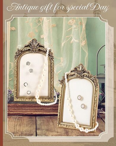 2 Pcs Vintage Jewelry Display Tray Baroque Jewelry Photography Props Frame Organizer Stand with Velvet Backing Necklace Earring Holder for Women Gift(White,Large,Small) in Saudi Arabia