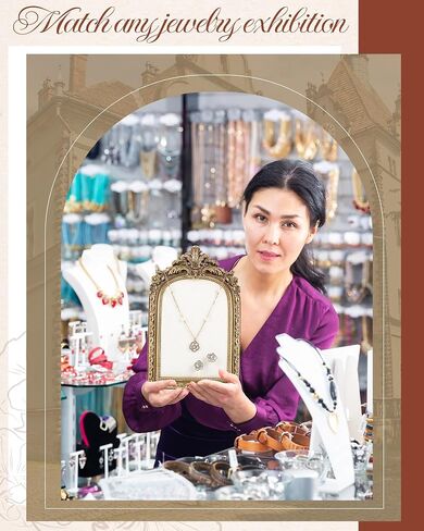 2 Pcs Vintage Jewelry Display Tray Baroque Jewelry Photography Props Frame Organizer Stand with Velvet Backing Necklace Earring Holder for Women Gift(White,Large,Small) in Saudi Arabia