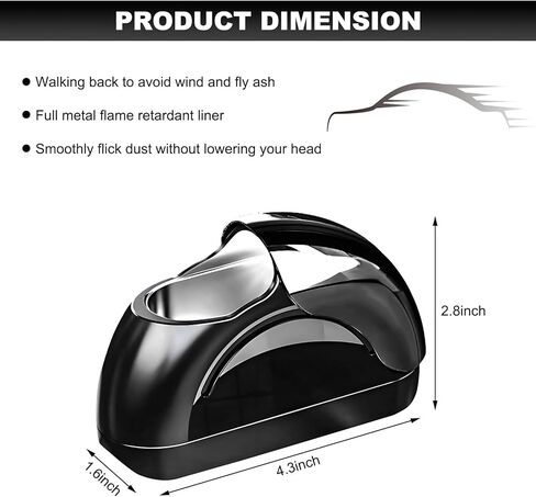Car Ashtray with Lid, Portable Smokeless Car Door Cigarette Ashtray with LED Light, Windproof Automotive Ash Tray for Most Car Home Office Outdoor Use, Car Accessories (Black) in Kuwait