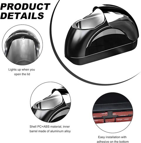 Car Ashtray with Lid, Portable Smokeless Car Door Cigarette Ashtray with LED Light, Windproof Automotive Ash Tray for Most Car Home Office Outdoor Use, Car Accessories (Black) in Kuwait