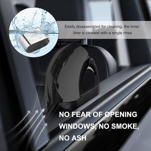 Car Ashtray with Lid, Portable Smokeless Car Door Cigarette Ashtray with LED Light, Windproof Automotive Ash Tray for Most Car Home Office Outdoor Use, Car Accessories (Black) in Kuwait