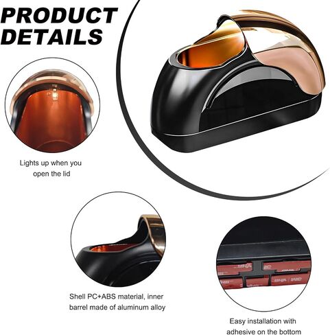 Car Ashtray with Lid, Portable Smokeless Car Door Cigarette Ashtray with LED Light, Windproof Automotive Ash Tray for Most Car Home Office Outdoor Use, Car Accessories (Black) in Kuwait