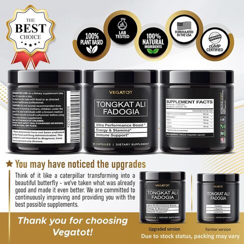 VEGATOT Fadogia Agrestis Tongkat Ali Ultra Herbal Supplement **USA Made and Tested** Potency Boosted with Creatine, L-Citrulline, L-Arginine - Promote Energy & Performance in Saudi Arabia