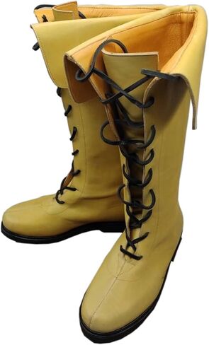 Men's Medieval Renaissance Boots Pirate Costume Boots Viking Gothic Leather Boot High Tube Tied Shoes Halloween Cosplay for Adults in Saudi Arabia