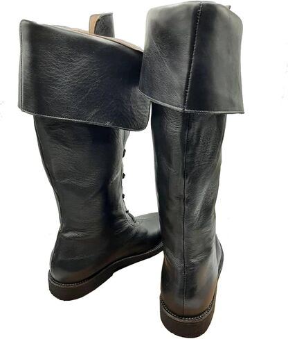 Men's Medieval Renaissance Boots Pirate Costume Boots Viking Gothic Leather Boot High Tube Tied Shoes Halloween Cosplay for Adults in Saudi Arabia