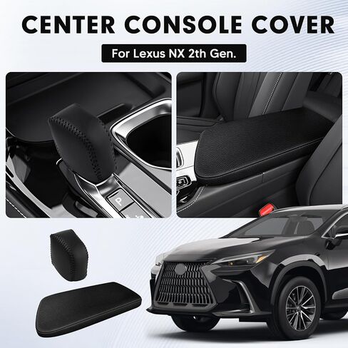 Autorder 2 قطعة غطاء وحدة التحكم المركزية لـ 2023 2024 2025 Lexus RX350/RX350h/RX450h+/RX500h ملحقات غطاء مقبض ناقل الحركة غطاء مسند ذراع جلدي مضاد للخدش وغطاء مقبض التحول in Saudi Arabia
